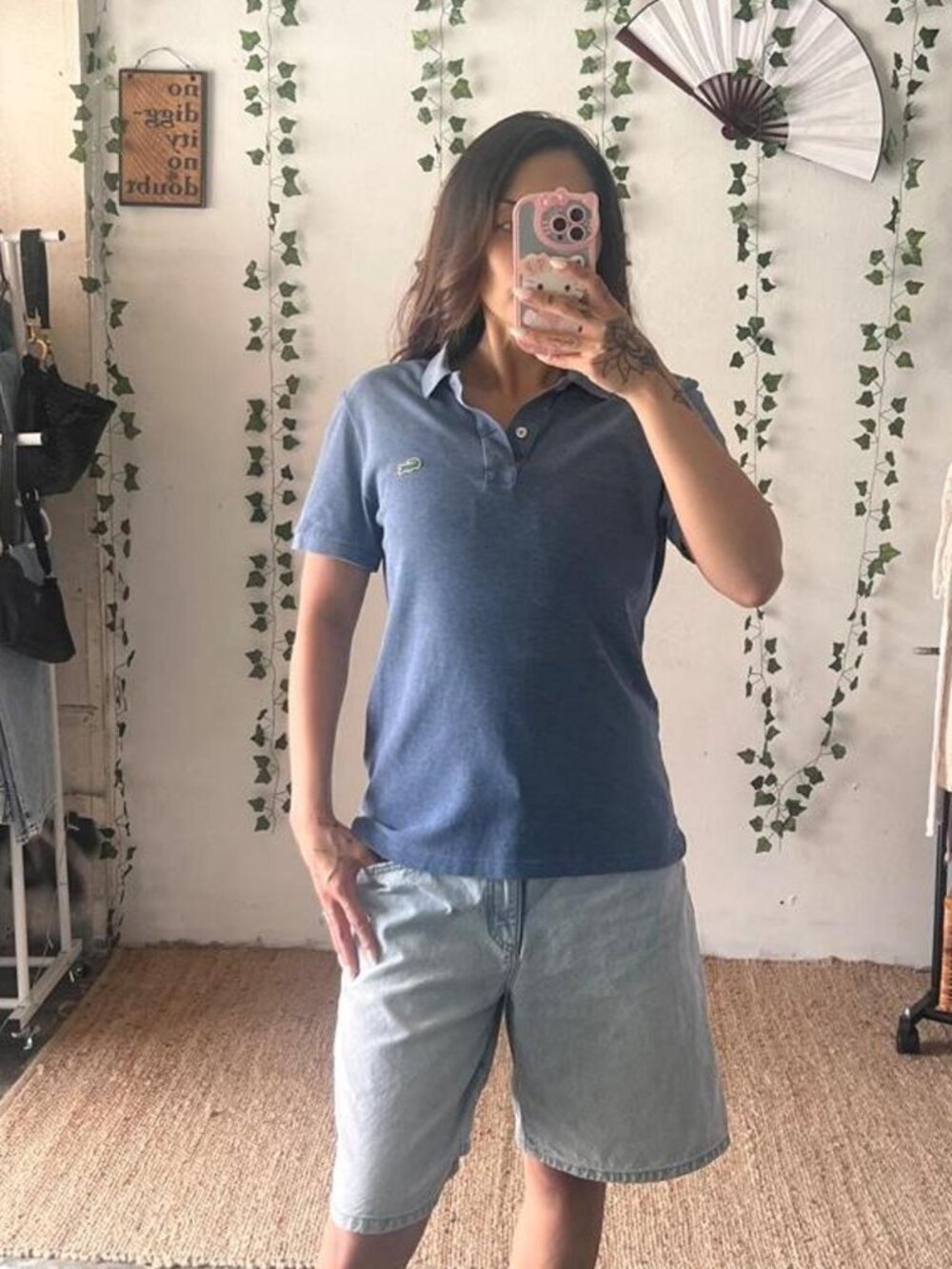 Lacoste slim fit blue polo in a classic heathered blue size S